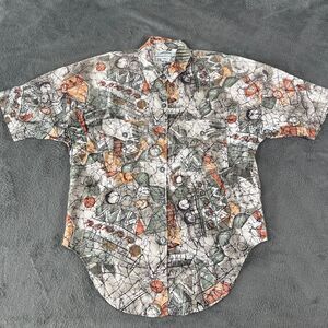 Vintage Water Water Every Wear Miami Duck Camo Button Up Shirt Size Large Petite